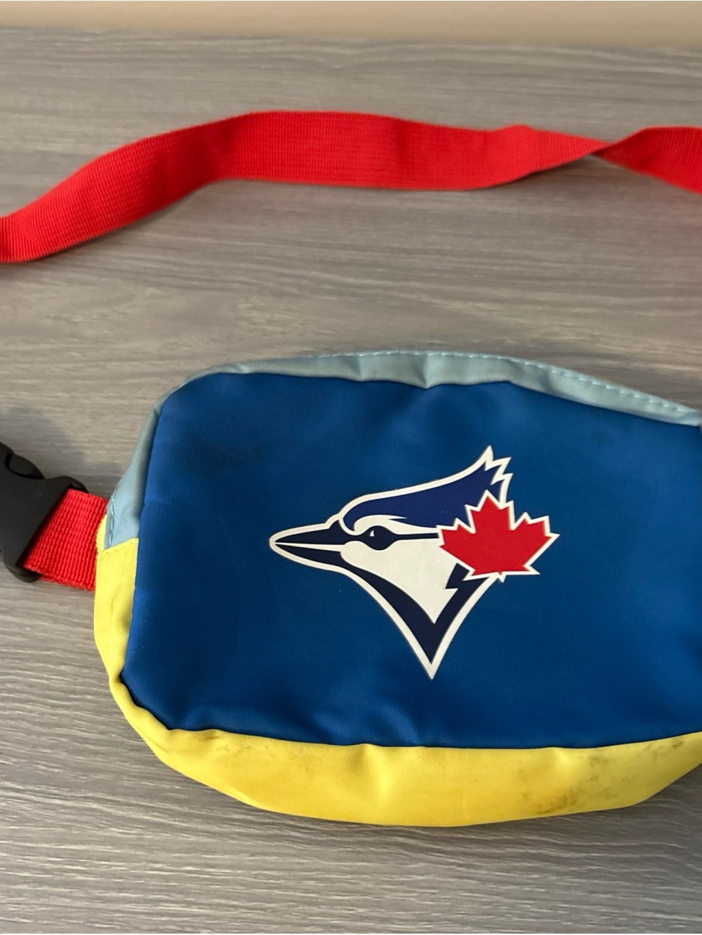 Blue and Yellow Toronto Blue Jays Waist Bag with Red Strap